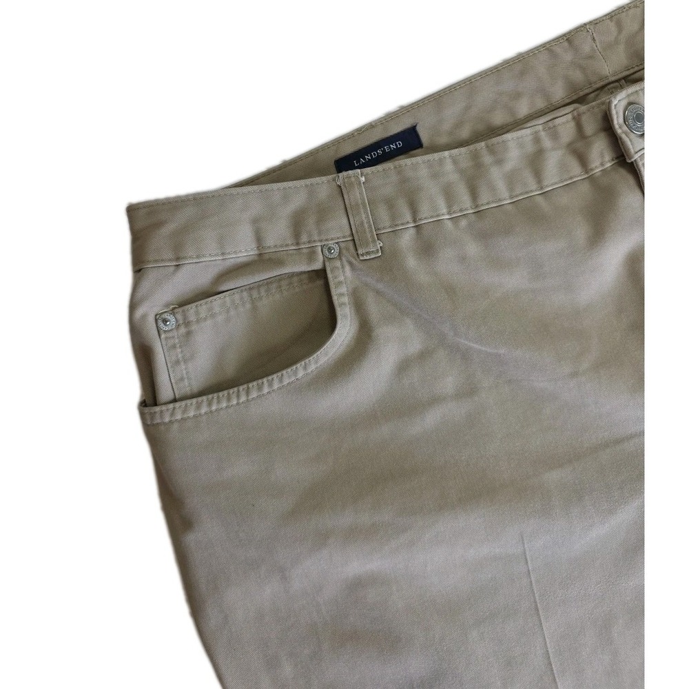 Lands End Womens CHINO Pants 22W Plus Size KHAKI with Pockets